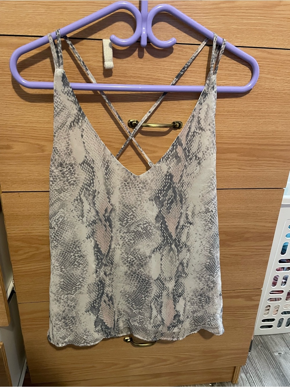 Neutral Snake-Print Crisscross Cami Top